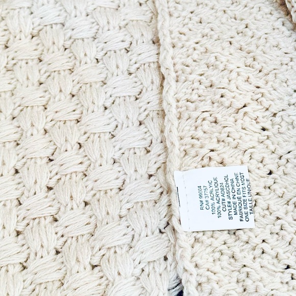 🌟3xHP🌟Billabong Cream Acrylic Diagonal Basketweave Fringed Scarf - Picture 6 of 9